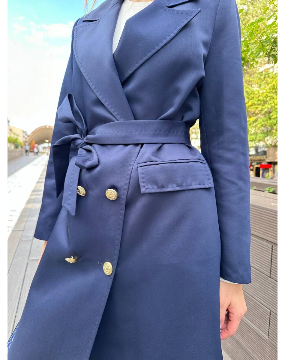 Missemramiss T4551 Lacivert Rosa Blazer Trençkot