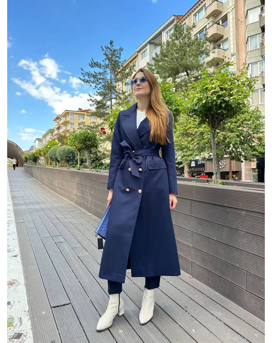 Missemramiss T4551 Lacivert Rosa Blazer Trençkot