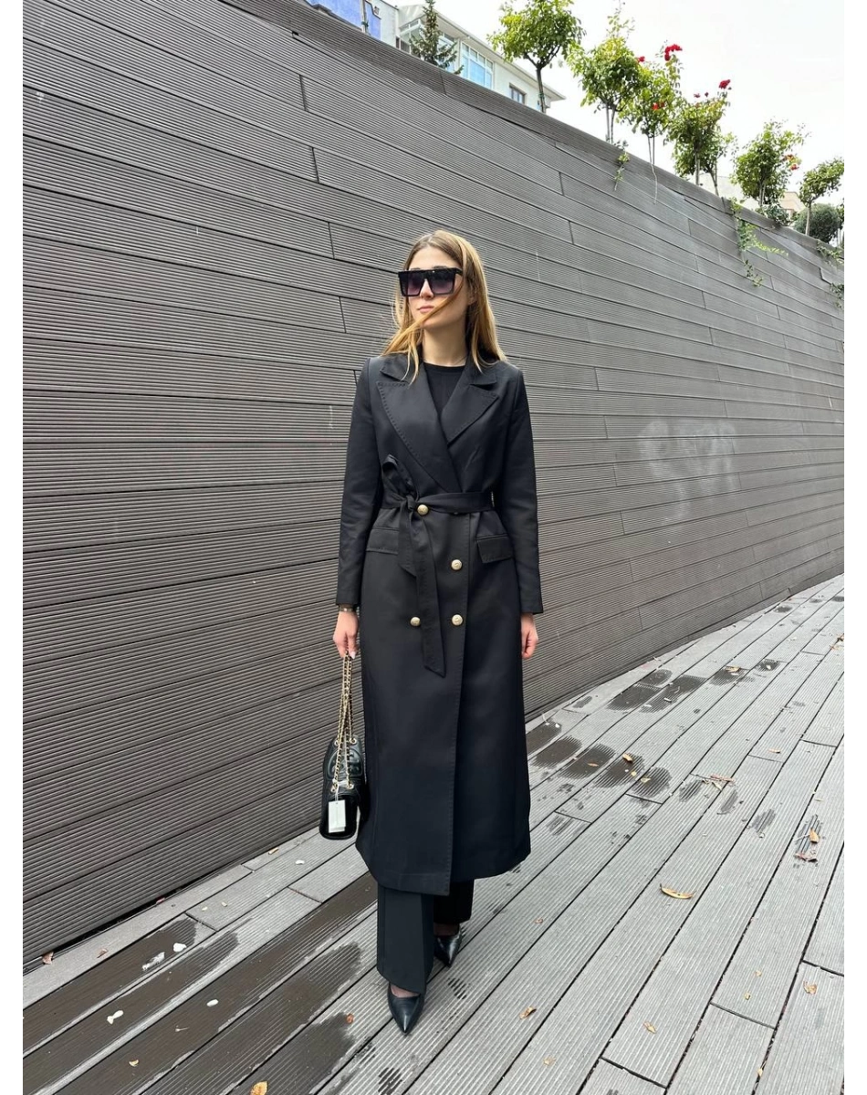 Missemramiss T4551 Siyah Rosa Blazer Trençkot