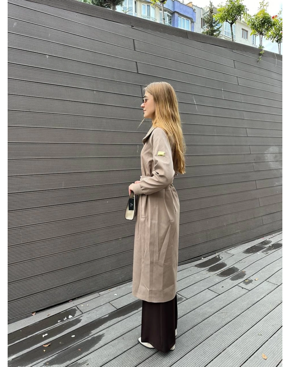 Missemramiss T4552 Kahverengi Fermuarlı Trençkot