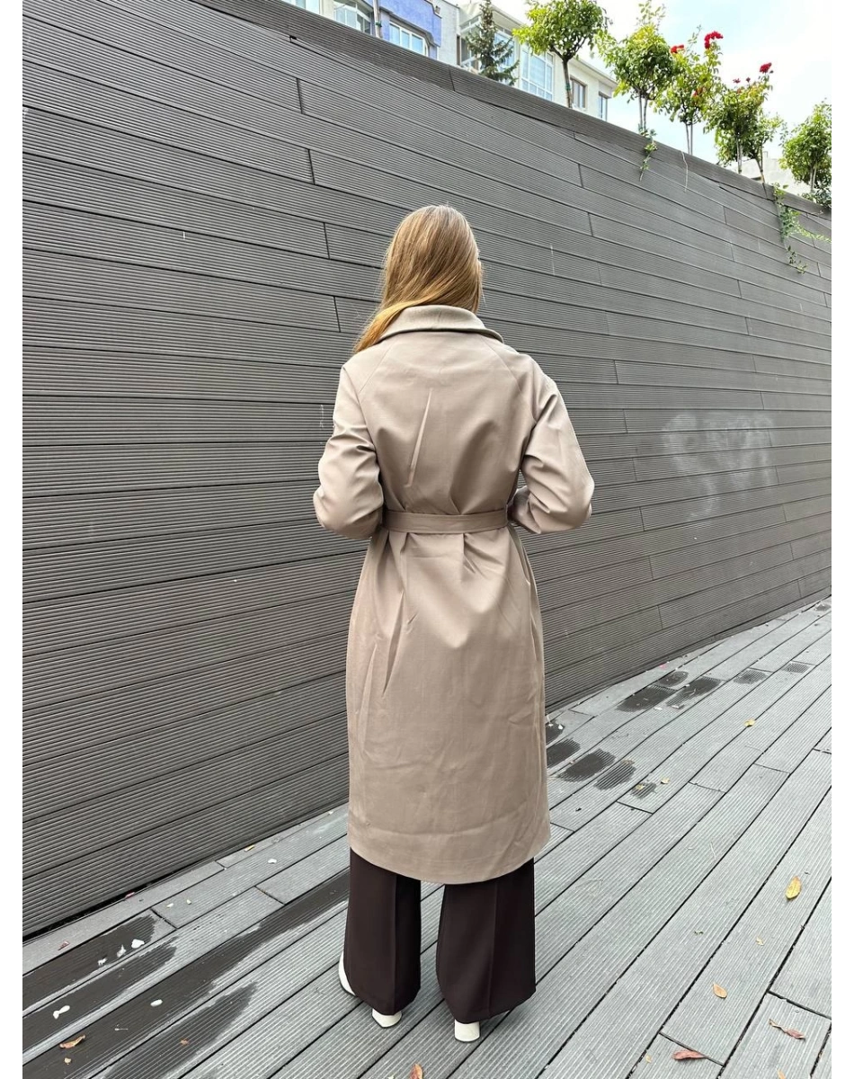 Missemramiss T4552 Kahverengi Fermuarlı Trençkot