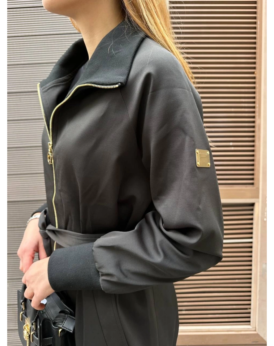 Missemramiss T4552 Siyah Fermuarlı Trençkot