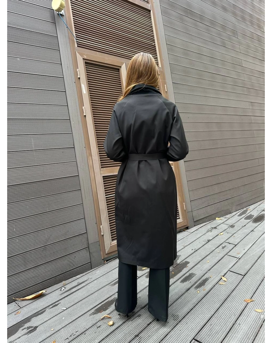 Missemramiss T4552 Siyah Fermuarlı Trençkot