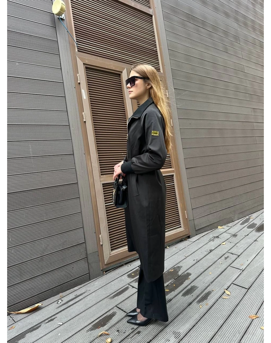 Missemramiss T4552 Siyah Fermuarlı Trençkot