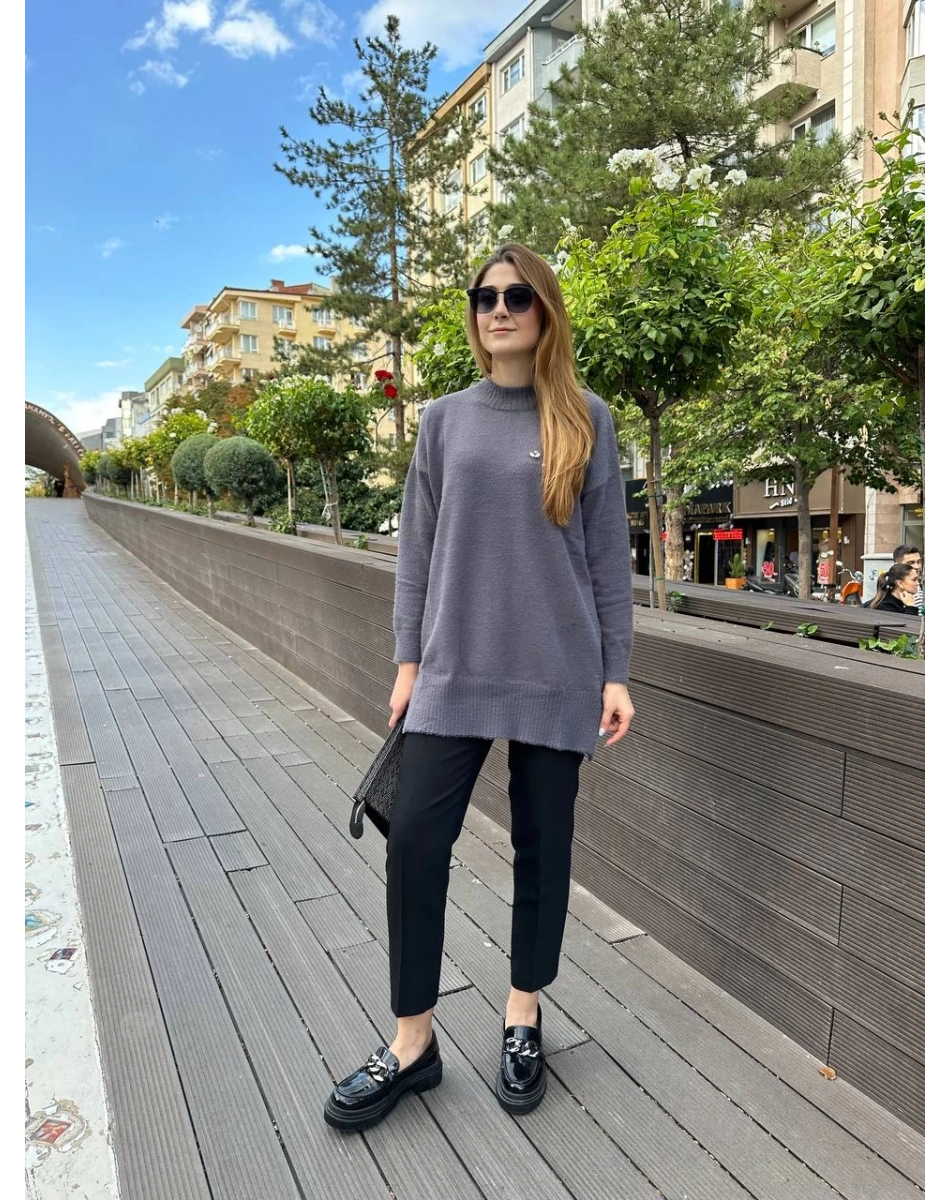 Missemramiss T4572 Antrasit Maglione Angora Kazak