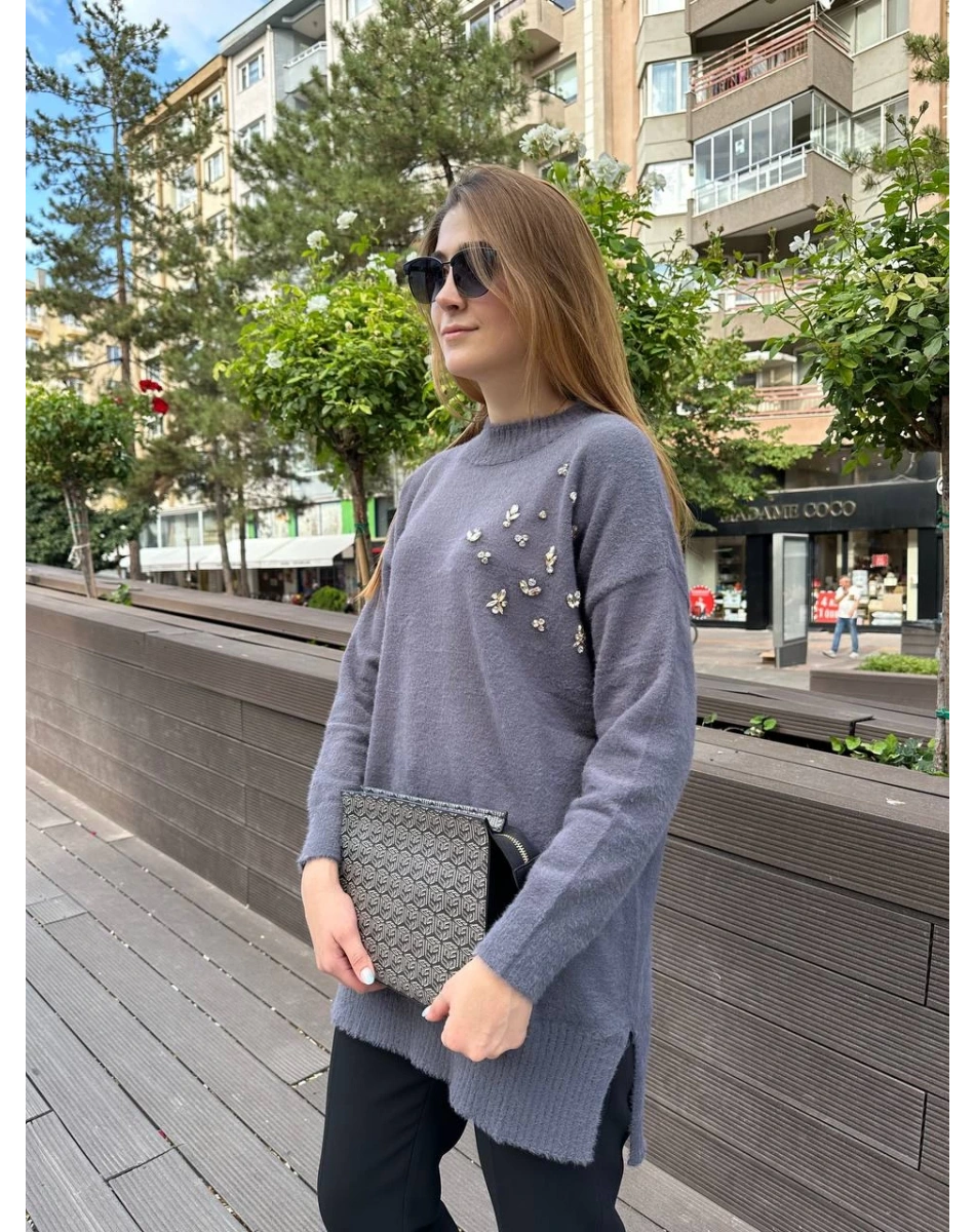 Missemramiss T4572 Antrasit Maglione Angora Kazak