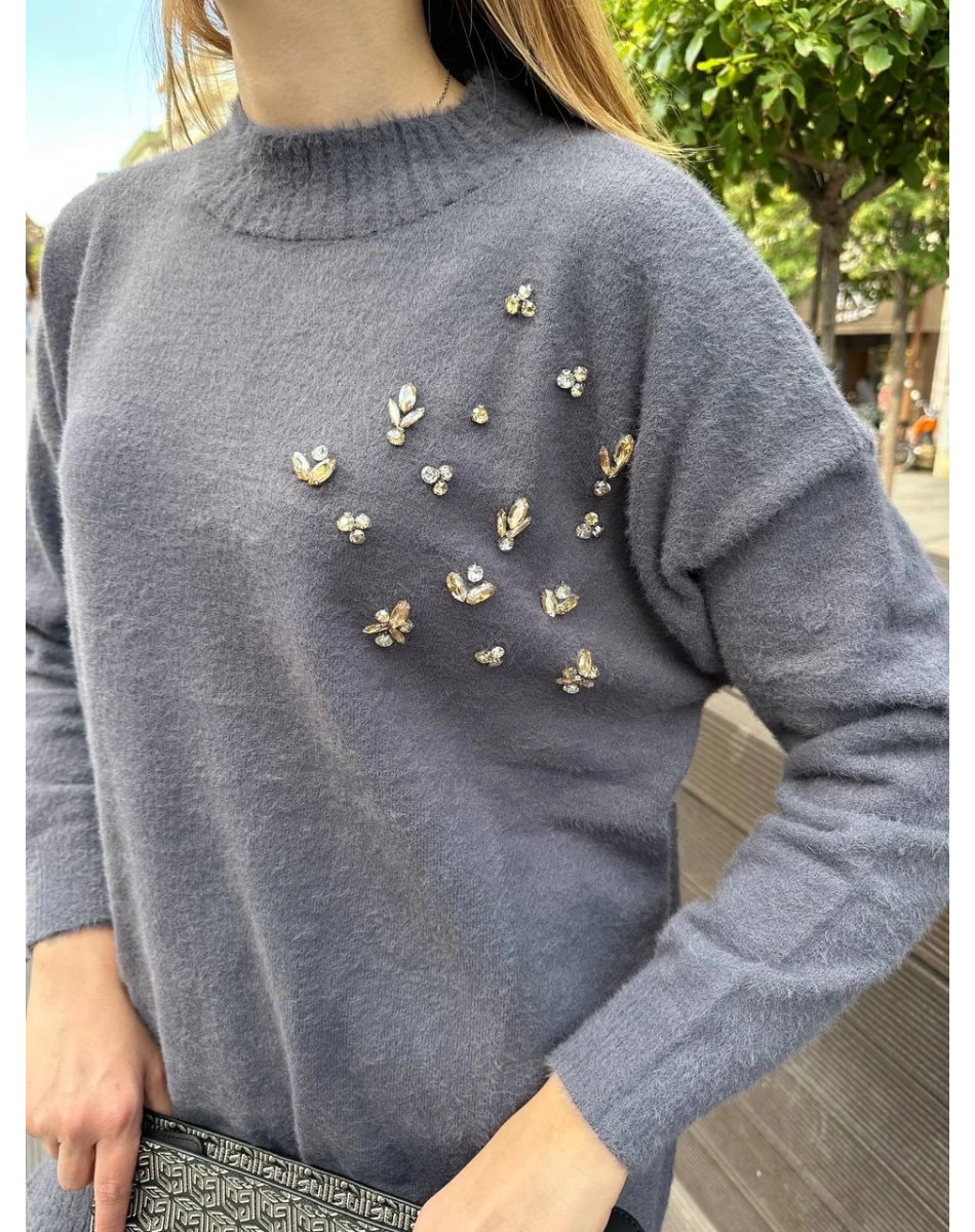 Missemramiss T4572 Antrasit Maglione Angora Kazak