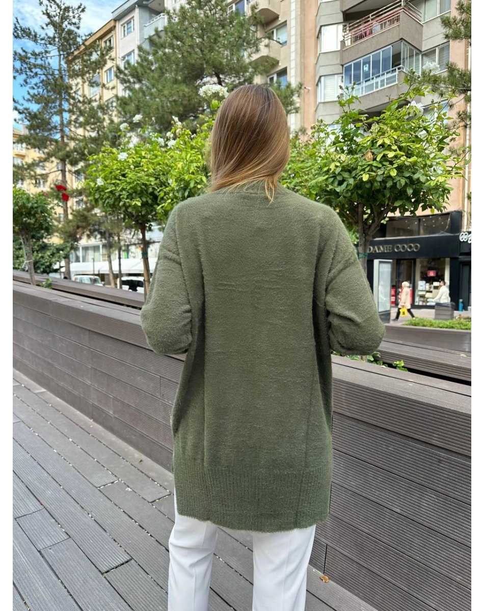 Missemramiss T4572 Haki Maglione Angora Kazak