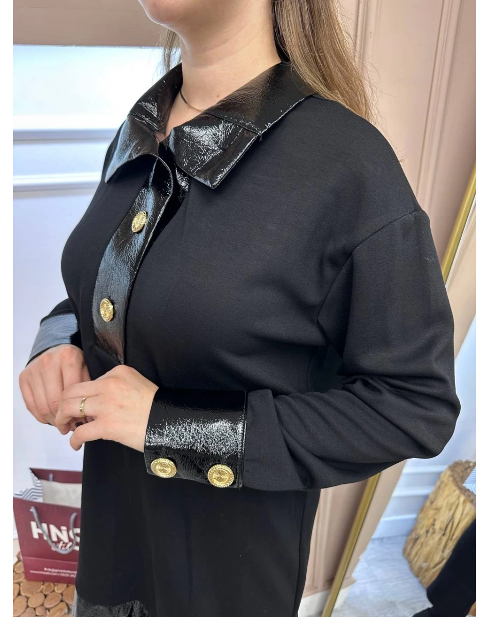 Missemramiss T4620 Siyah Deri Garni Modal Takım