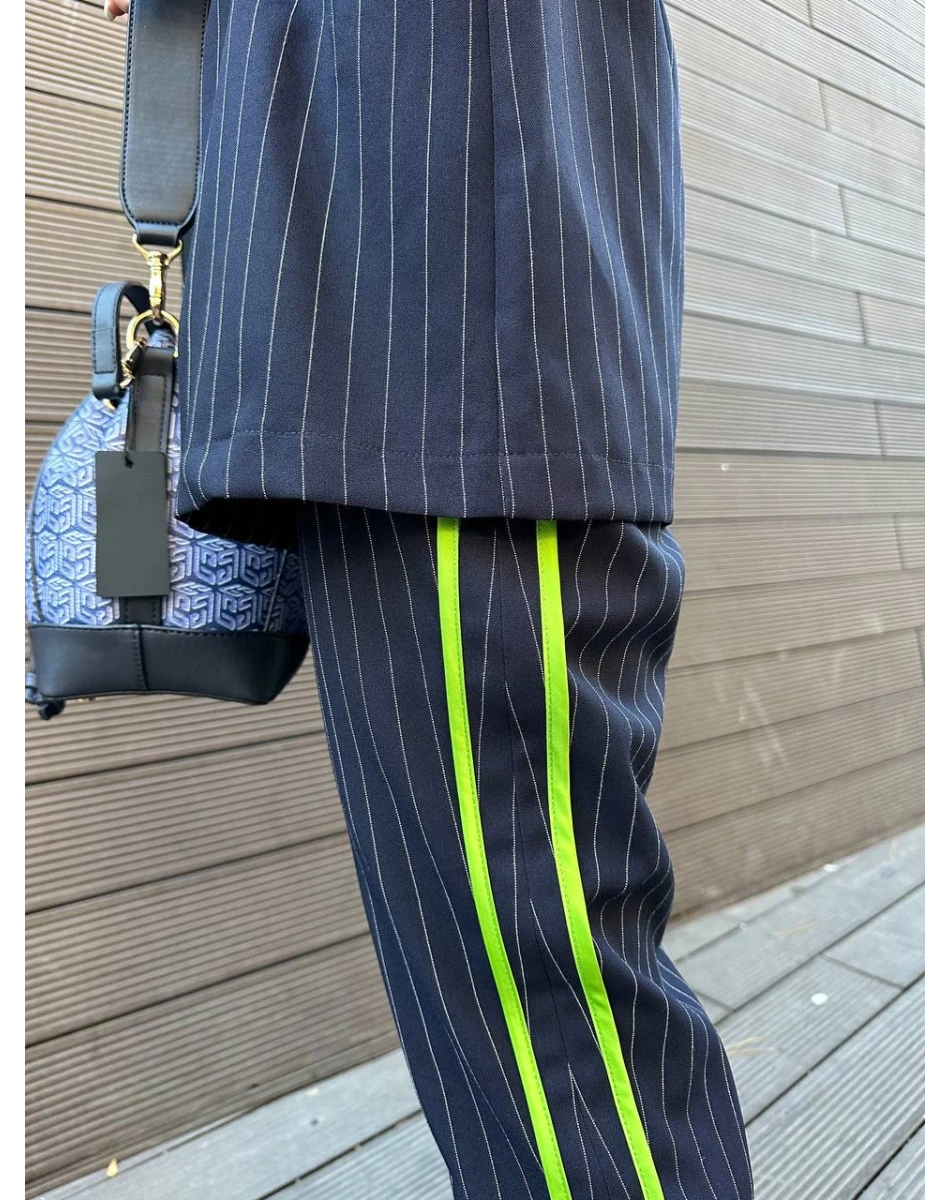 Missemramiss T4664 Lacivert Nakışlı Çizgili Takım