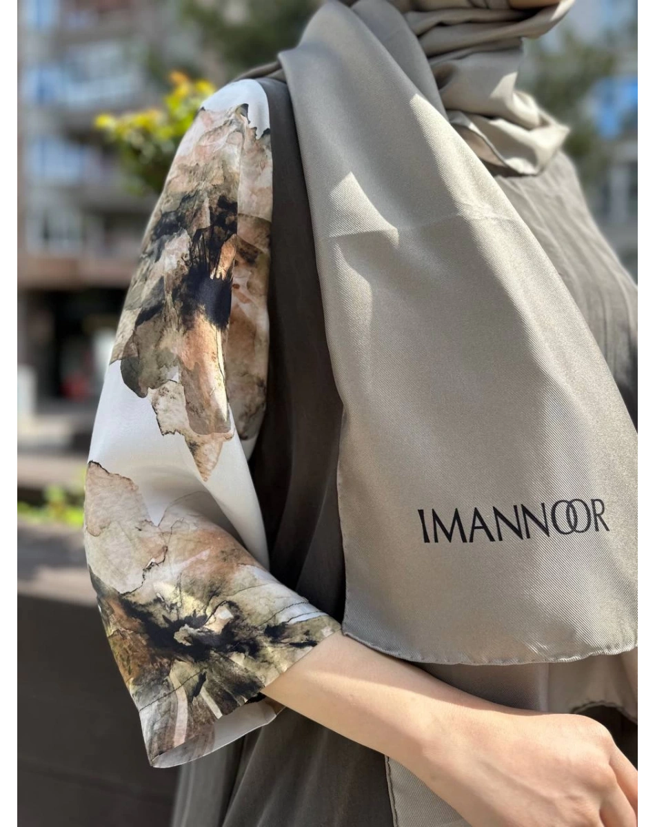 Misswhence 2960 Haki İpek Büyük Beden Elbise