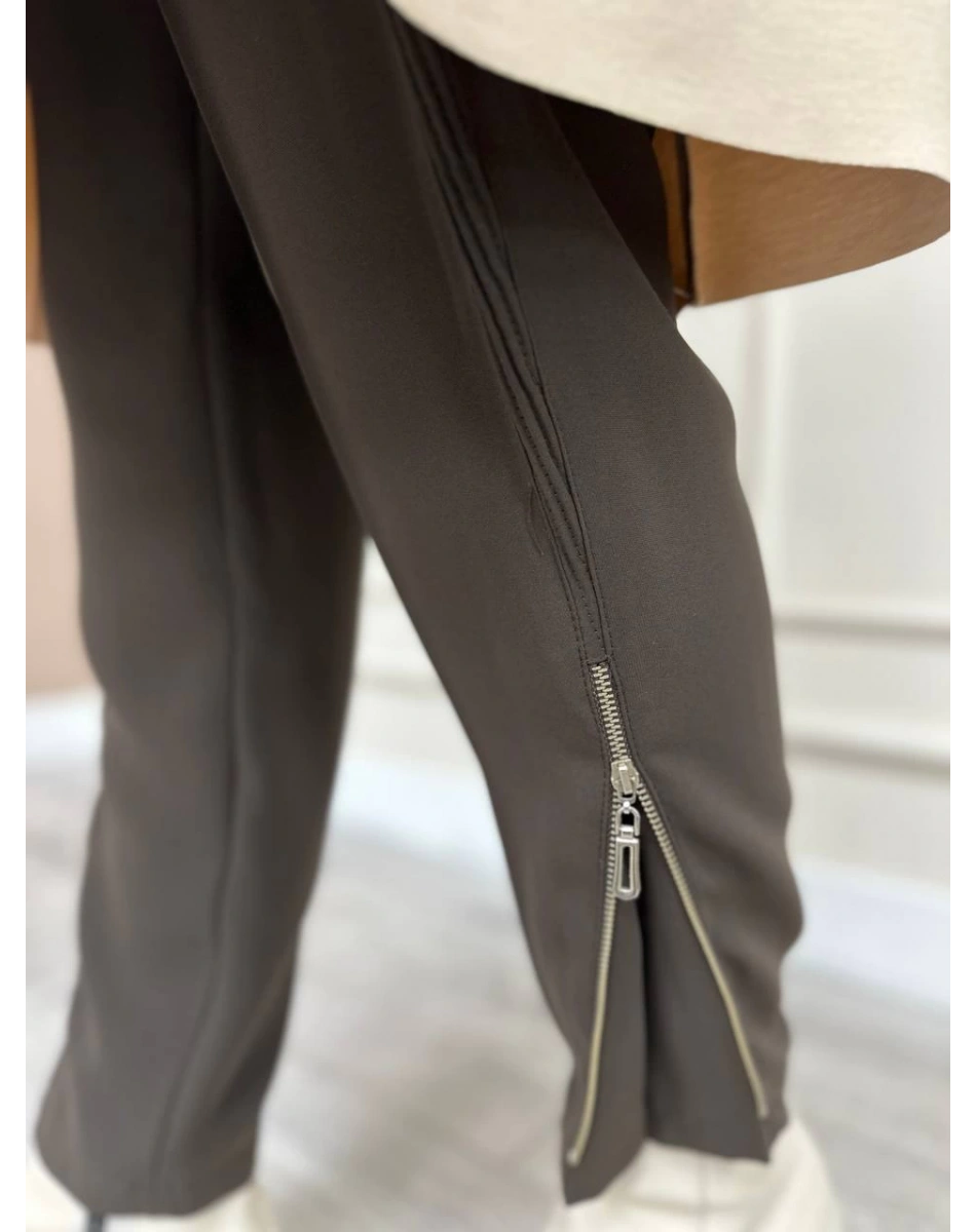 Misswhence 31115 Kahverengi Yan Detaylı Pantolon