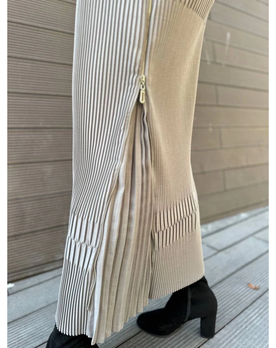 Misswhence 32908 Gri Fermuar Detaylı Pilise Etek