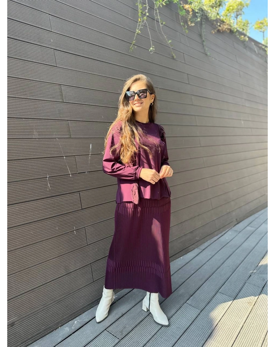 Misswhence 32908 Mürdüm Fermuar Detaylı Pilise Etek