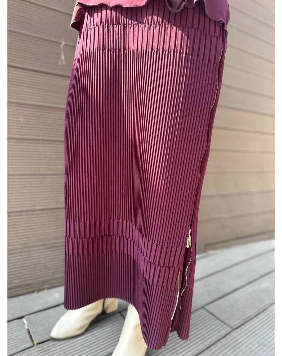 Misswhence 32908 Mürdüm Fermuar Detaylı Pilise Etek