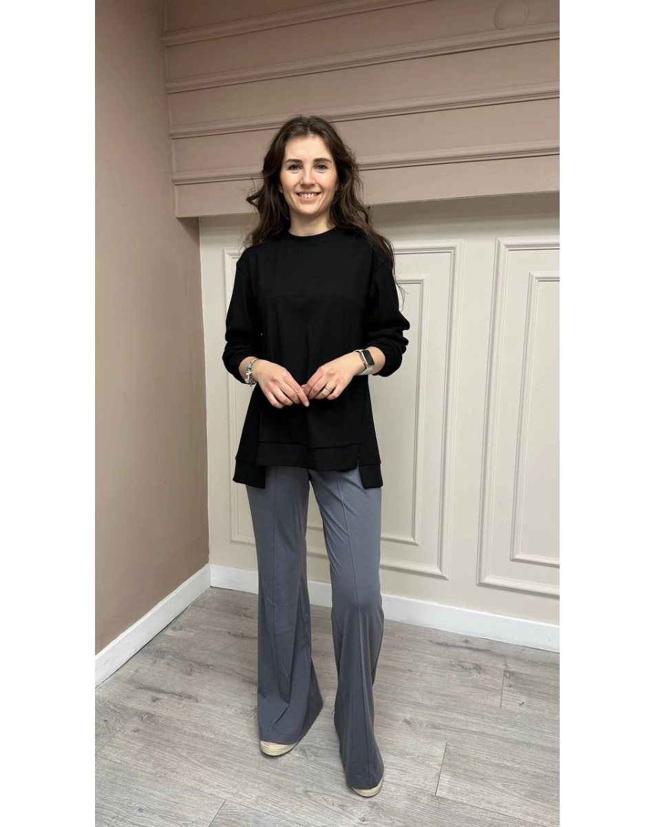 Misswhence 33100 Gri İspanyol Paça Pantolon