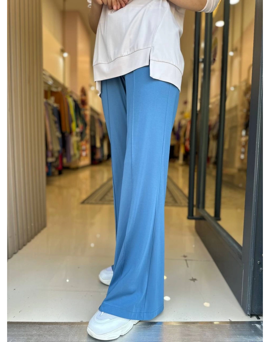 Misswhence 33100 Mavi İspanyol Paça Pantolon