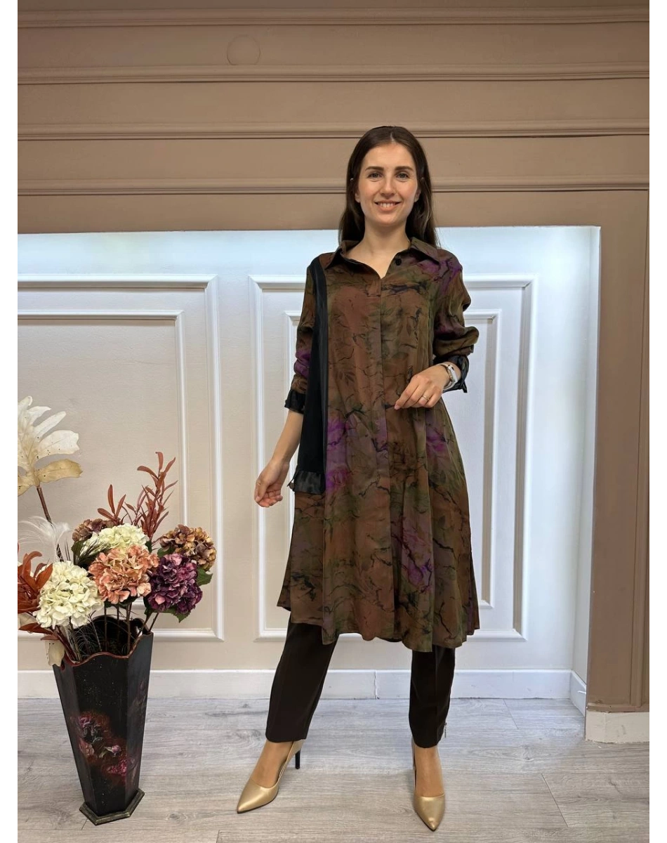 Misswhence 33308 Haki İpek Gömlek