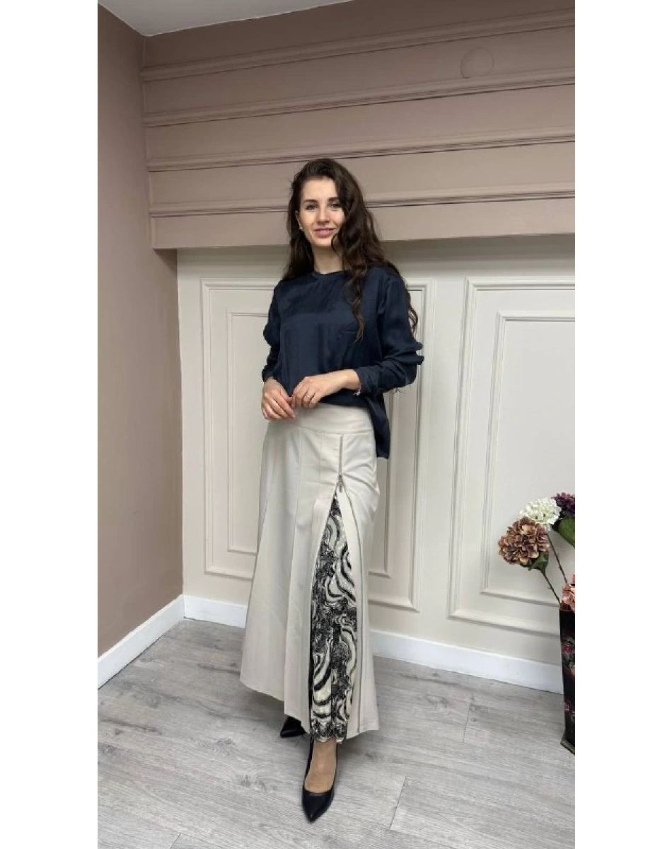 Misswhence 33904 Taş Önü Fermuar Ve Detaylı Etek