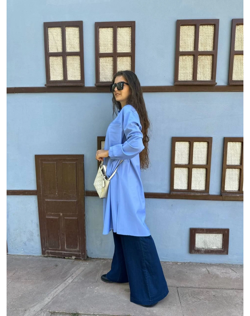 Misswhence 34000 Mavi Gömlek Tunik