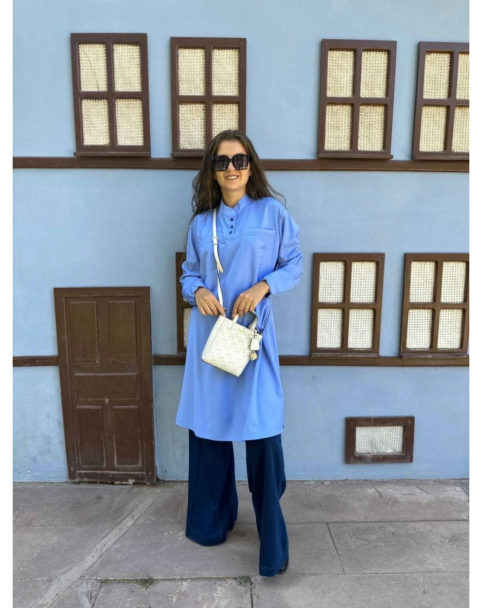 Misswhence 34000 Mavi Gömlek Tunik