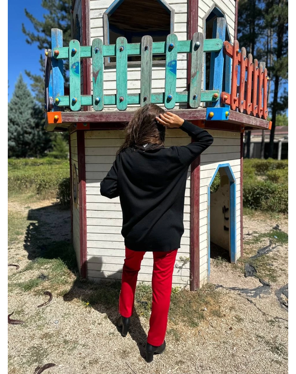 Misswhence 34007 Siyah Hırka Görünümlü Triko Tunik