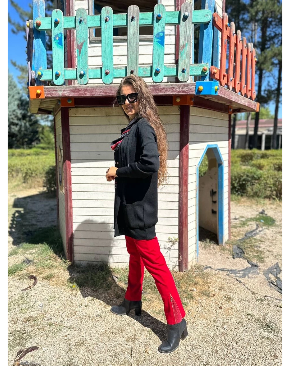 Misswhence 34007 Siyah Hırka Görünümlü Triko Tunik