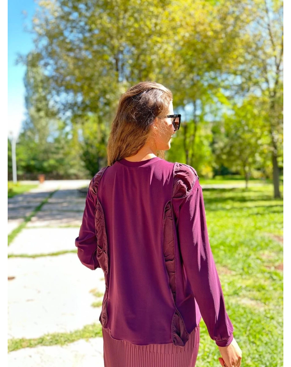 Misswhence 34010 Mor Sandy İpek Kumaş Kısa Tunik