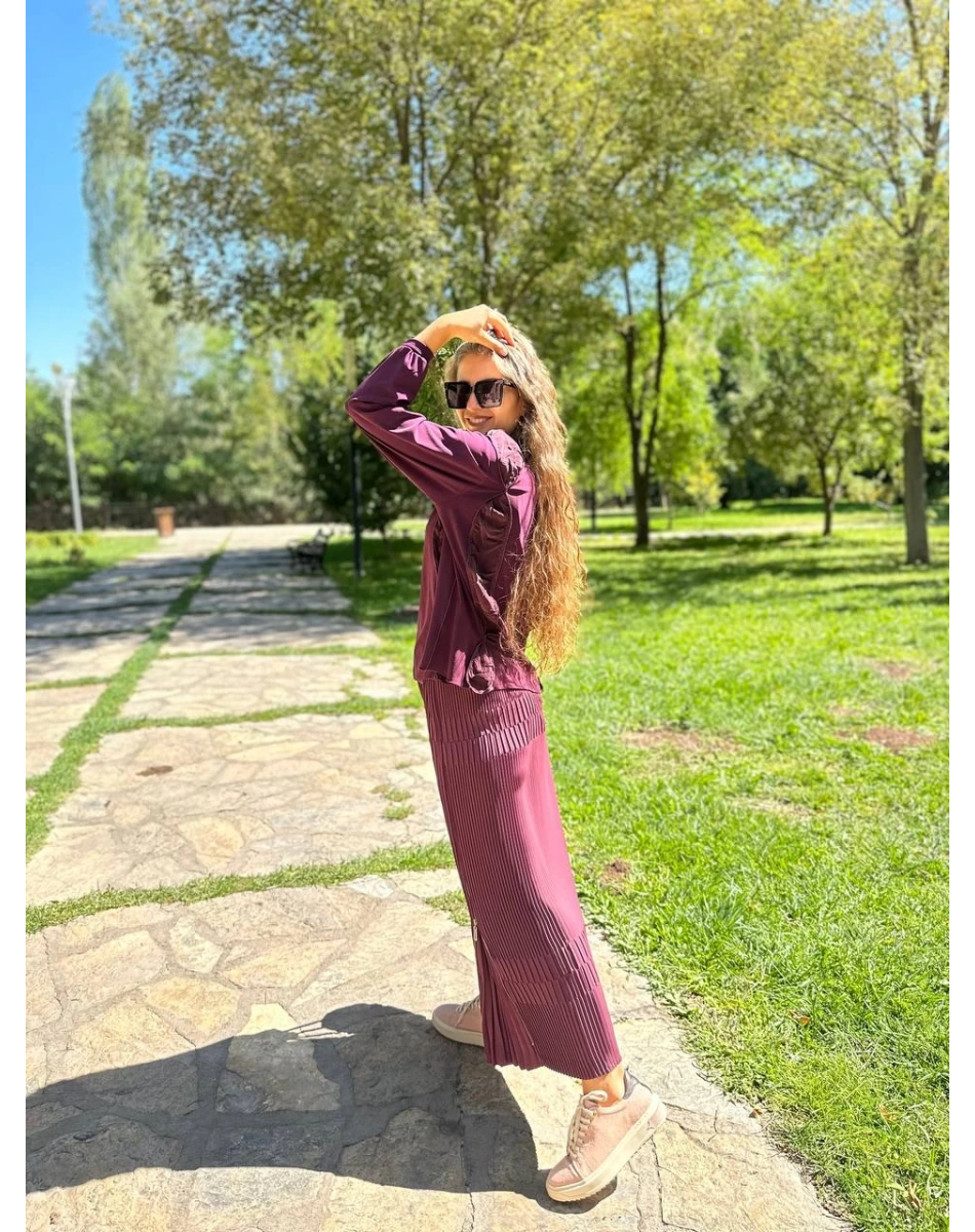 Misswhence 34010 Mor Sandy İpek Kumaş Kısa Tunik