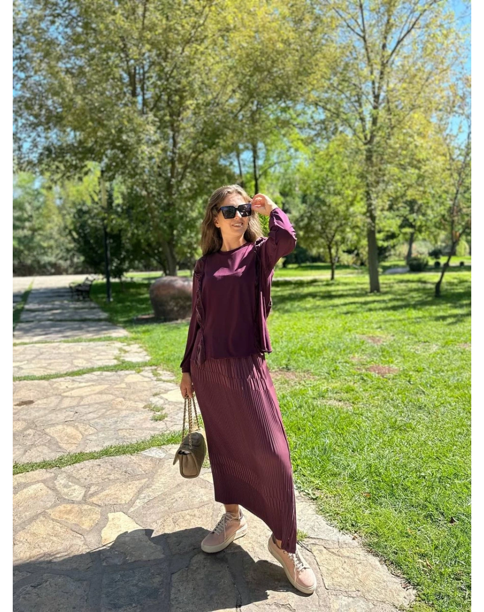 Misswhence 34010 Mor Sandy İpek Kumaş Kısa Tunik