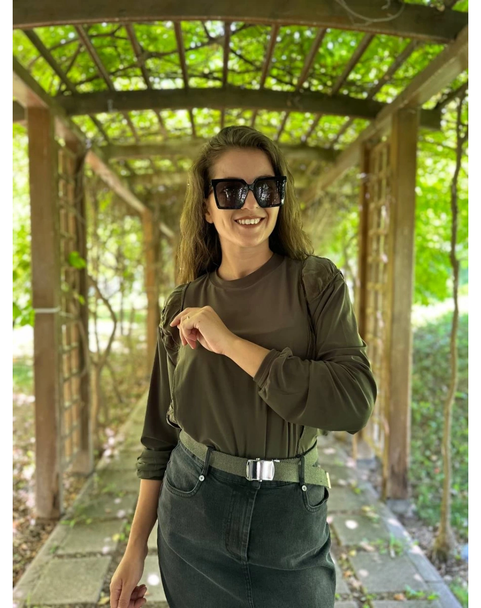 Misswhence 34010 Yeşil Sandy İpek Kumaş Kısa Tunik