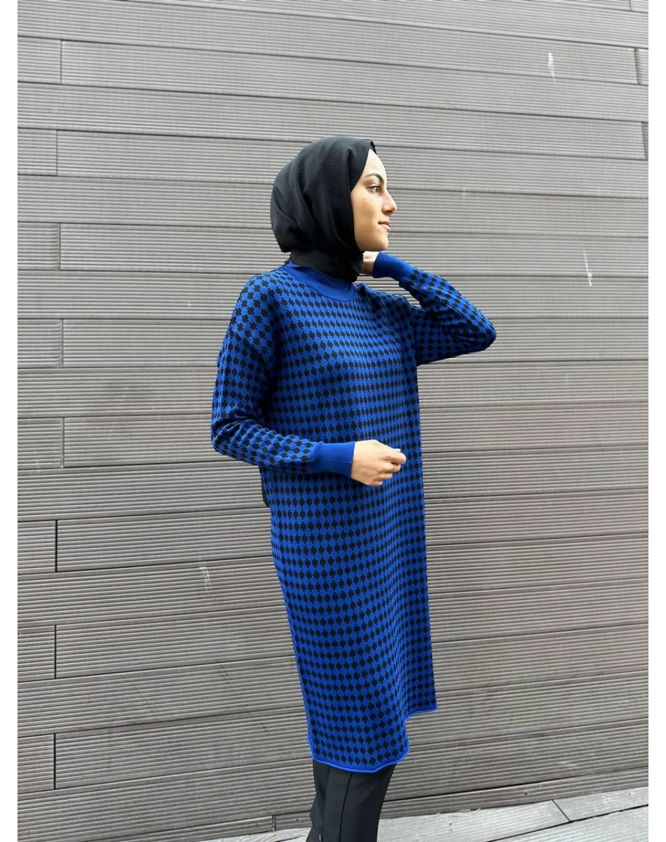 Misswhence 34011 Saks Desenli Triko Tunik