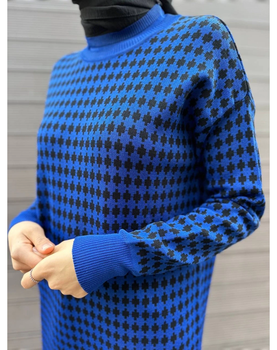 Misswhence 34011 Saks Desenli Triko Tunik