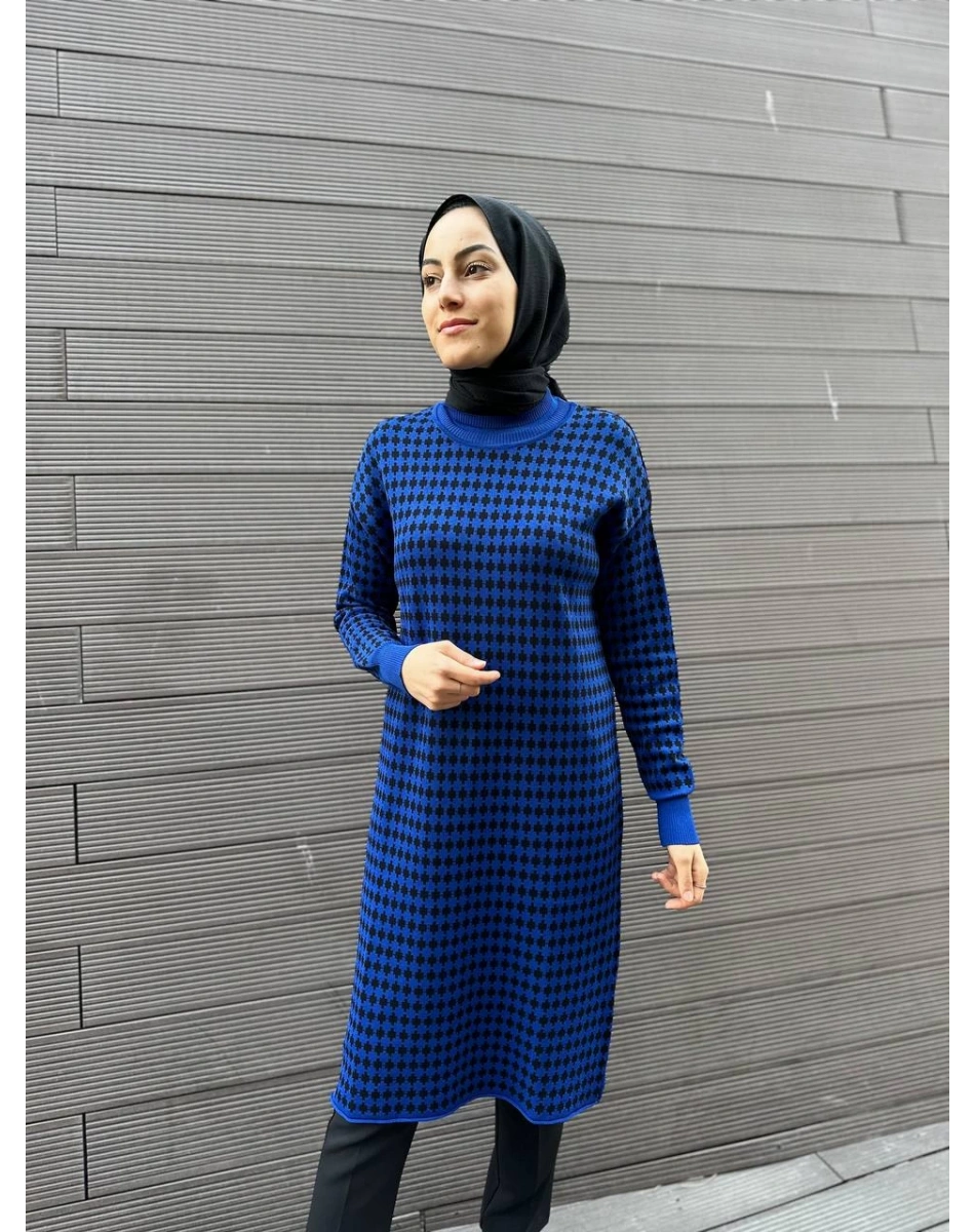 Misswhence 34011 Saks Desenli Triko Tunik