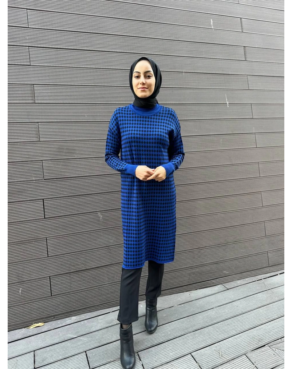 Misswhence 34011 Saks Desenli Triko Tunik