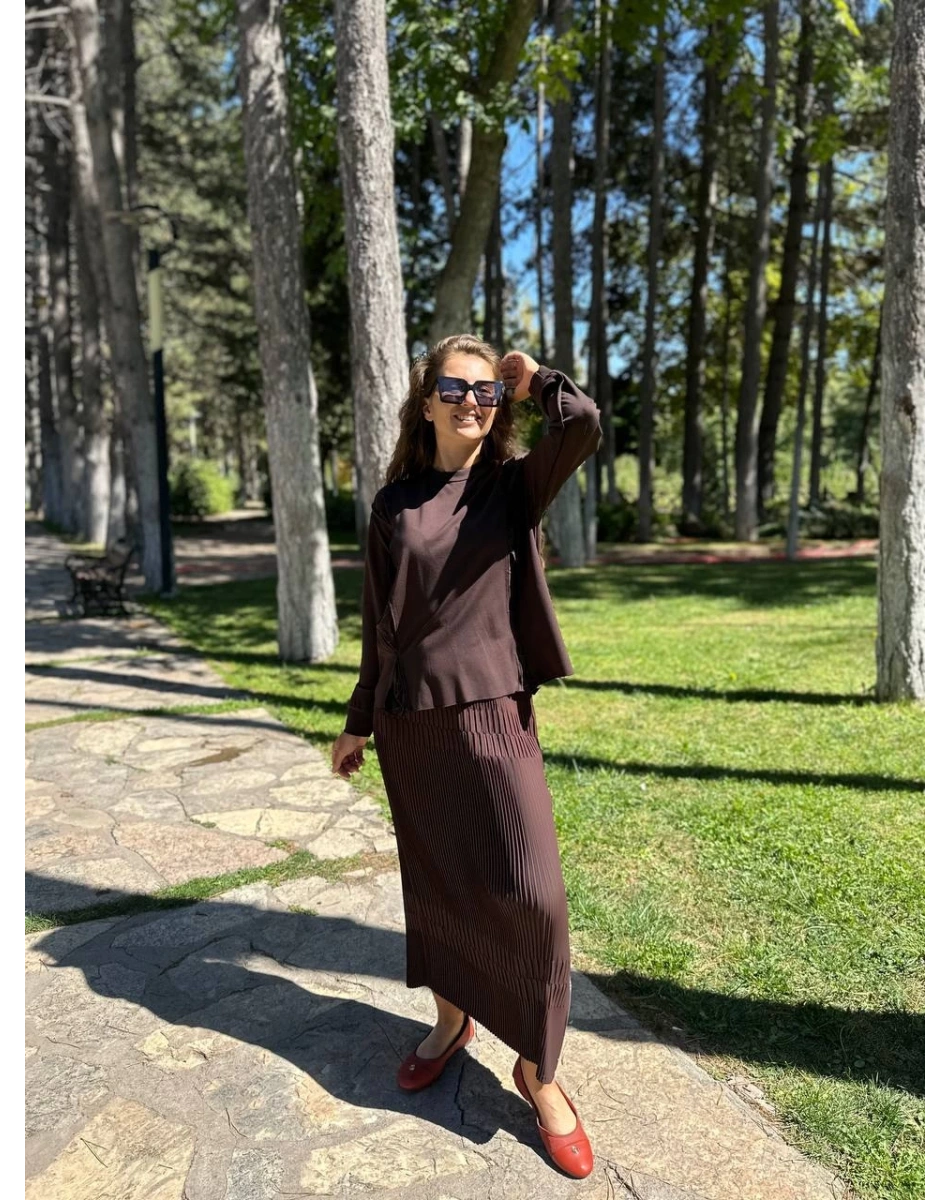 Misswhence 34029 Kahverengi Kısa Tunik