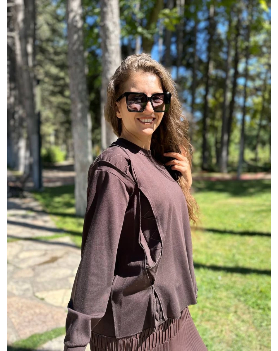 Misswhence 34029 Kahverengi Kısa Tunik