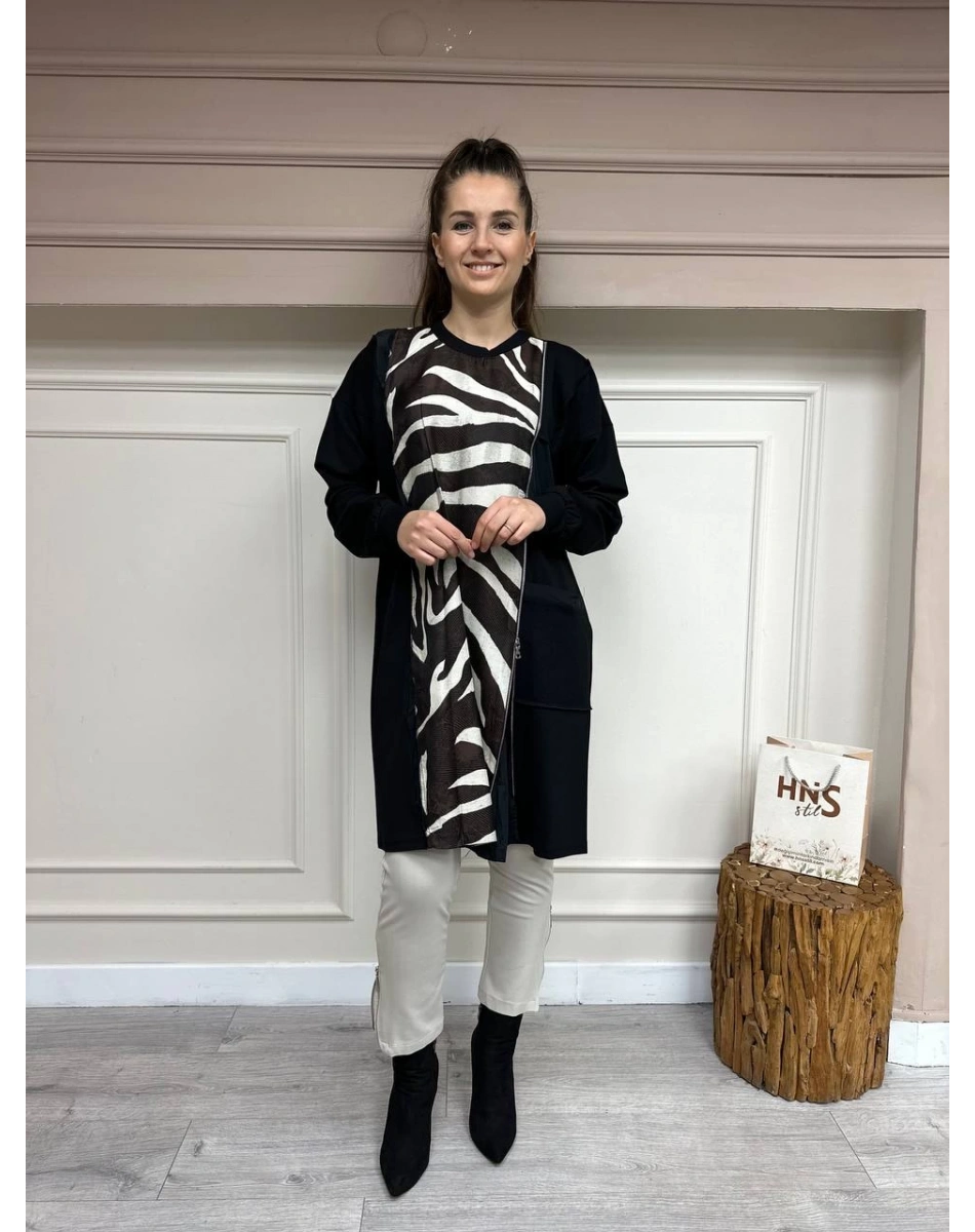 Misswhence 34101 Taş Fermuar Yırtmaç Detaylı Pantolon