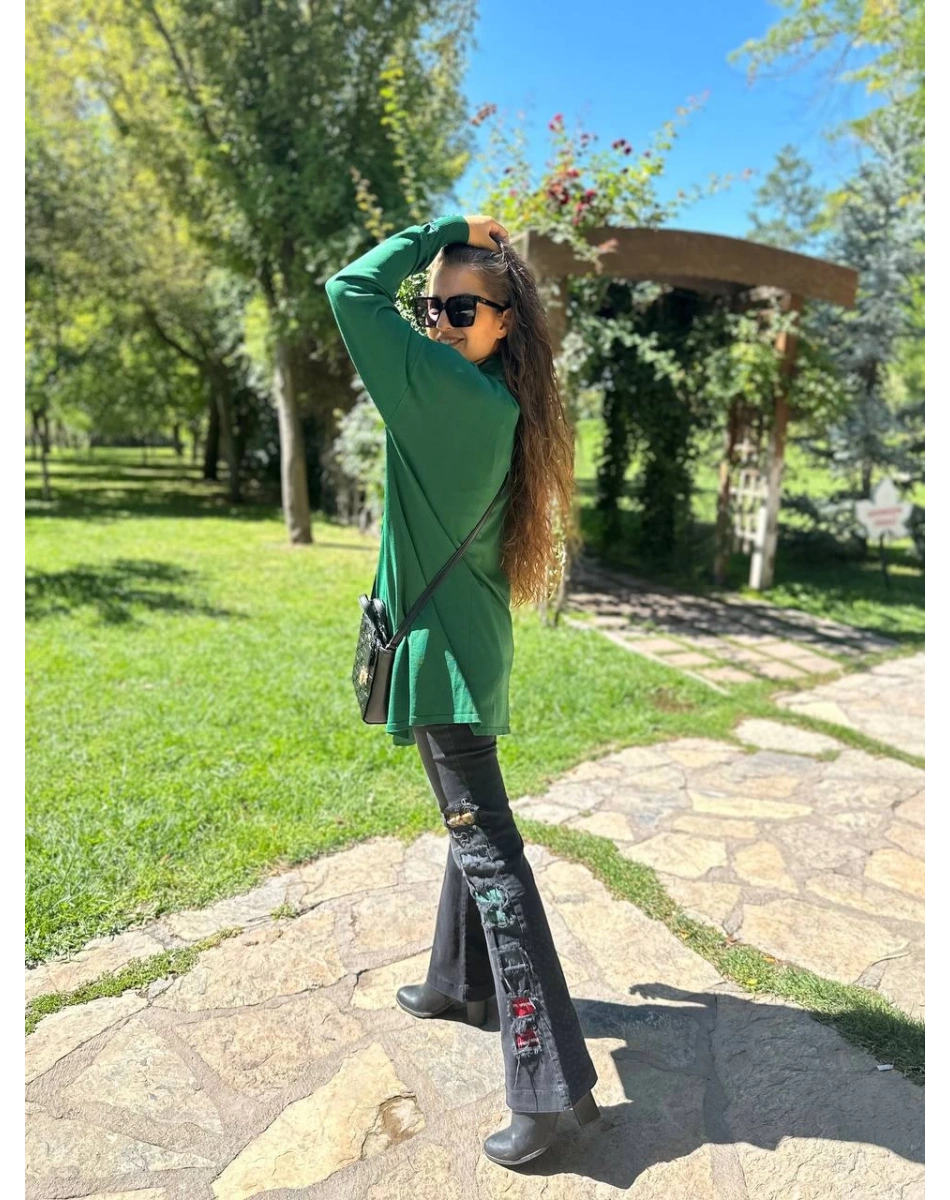 Misswhence 34103 Siyah Nakışlı Pantolon