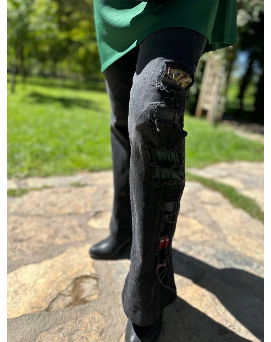 Misswhence 34103 Siyah Nakışlı Pantolon