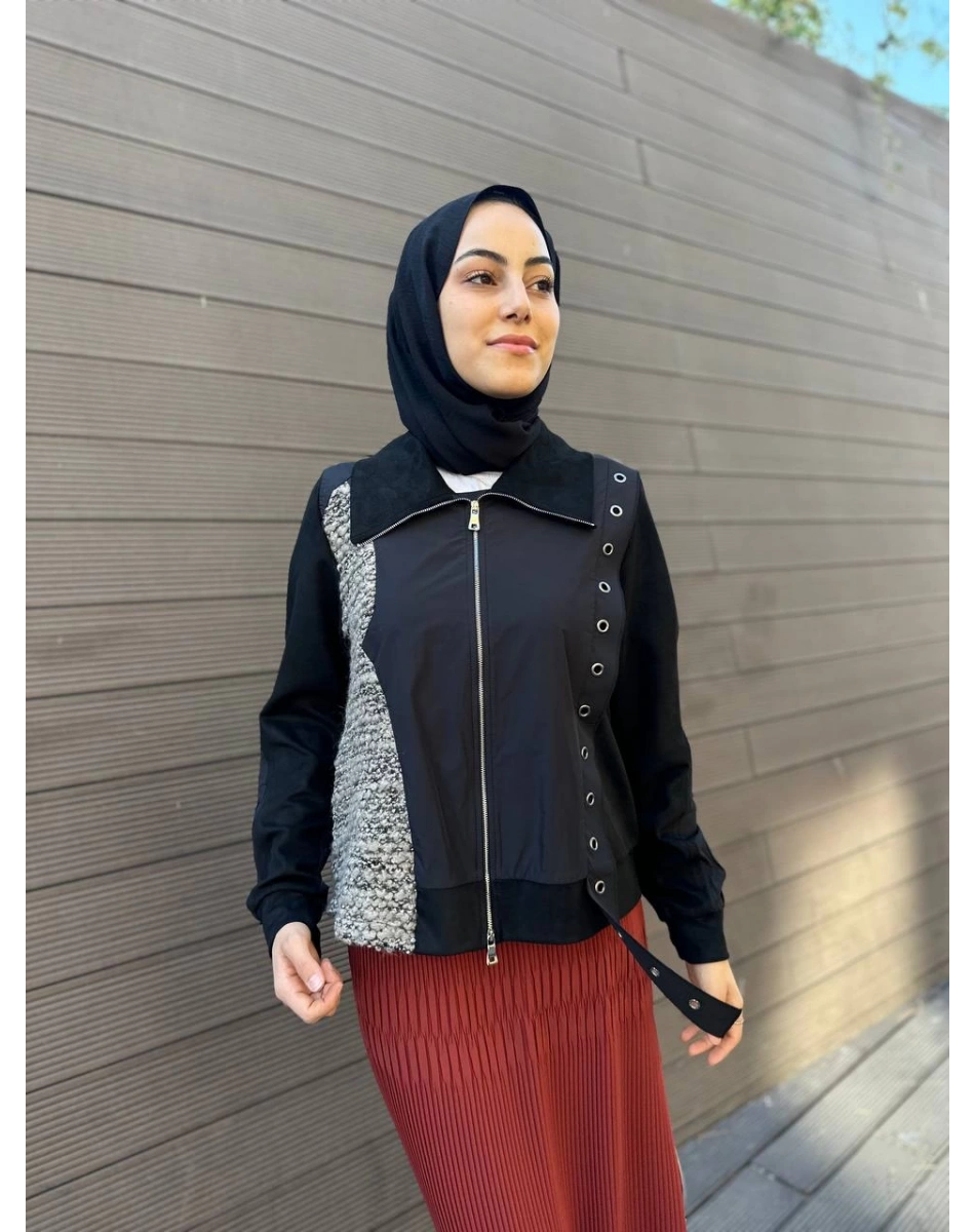 Misswhence 34200 Siyah Buklet Detaylı Ceket