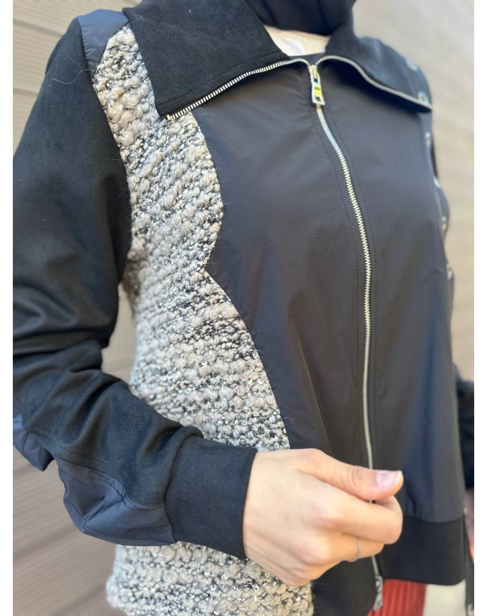 Misswhence 34200 Siyah Buklet Detaylı Ceket