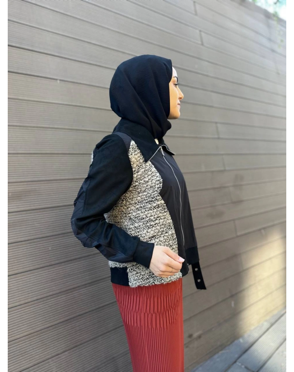 Misswhence 34200 Siyah Buklet Detaylı Ceket