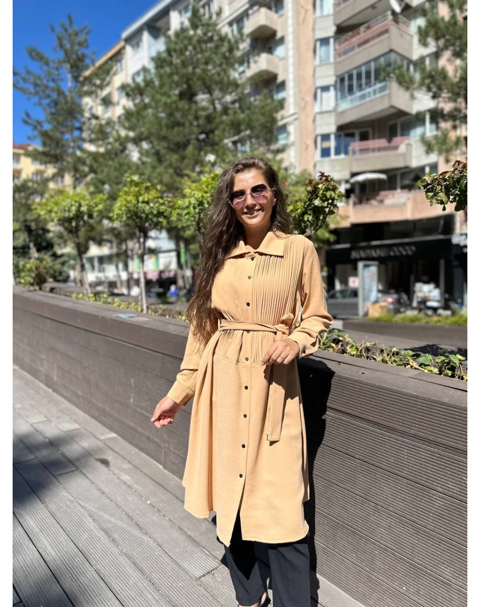 Misswhence 34301 Kayısı Pilise Detaylı Gömlek