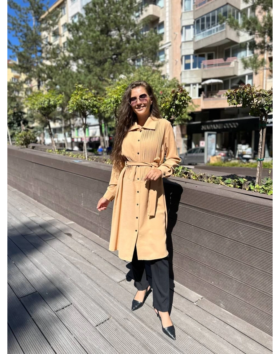 Misswhence 34301 Kayısı Pilise Detaylı Gömlek