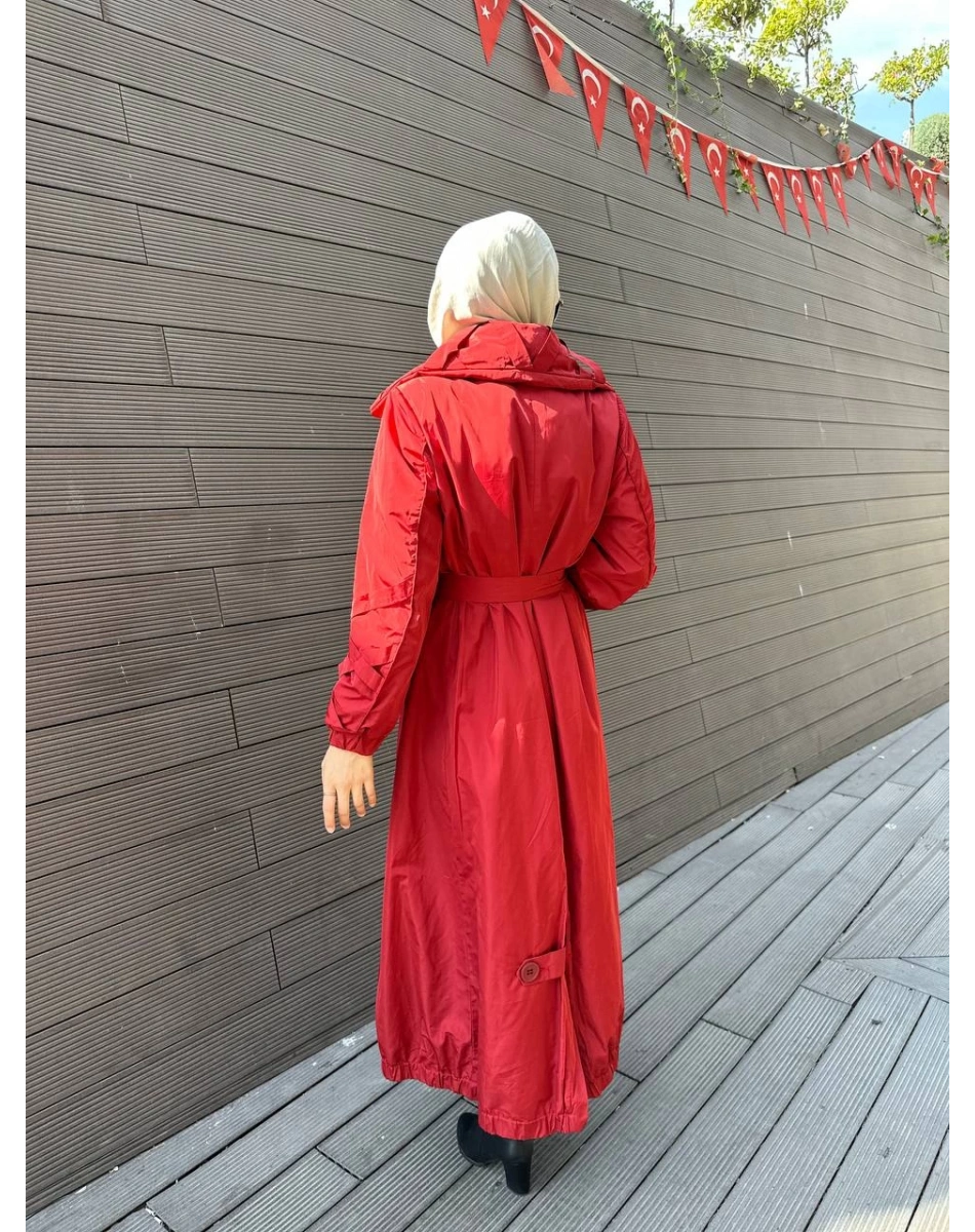 Misswhence 34515 Bordo Yakası Kapitone Trençkot