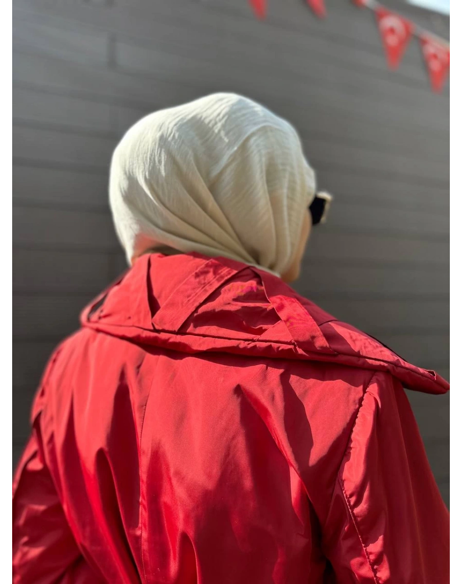 Misswhence 34515 Bordo Yakası Kapitone Trençkot