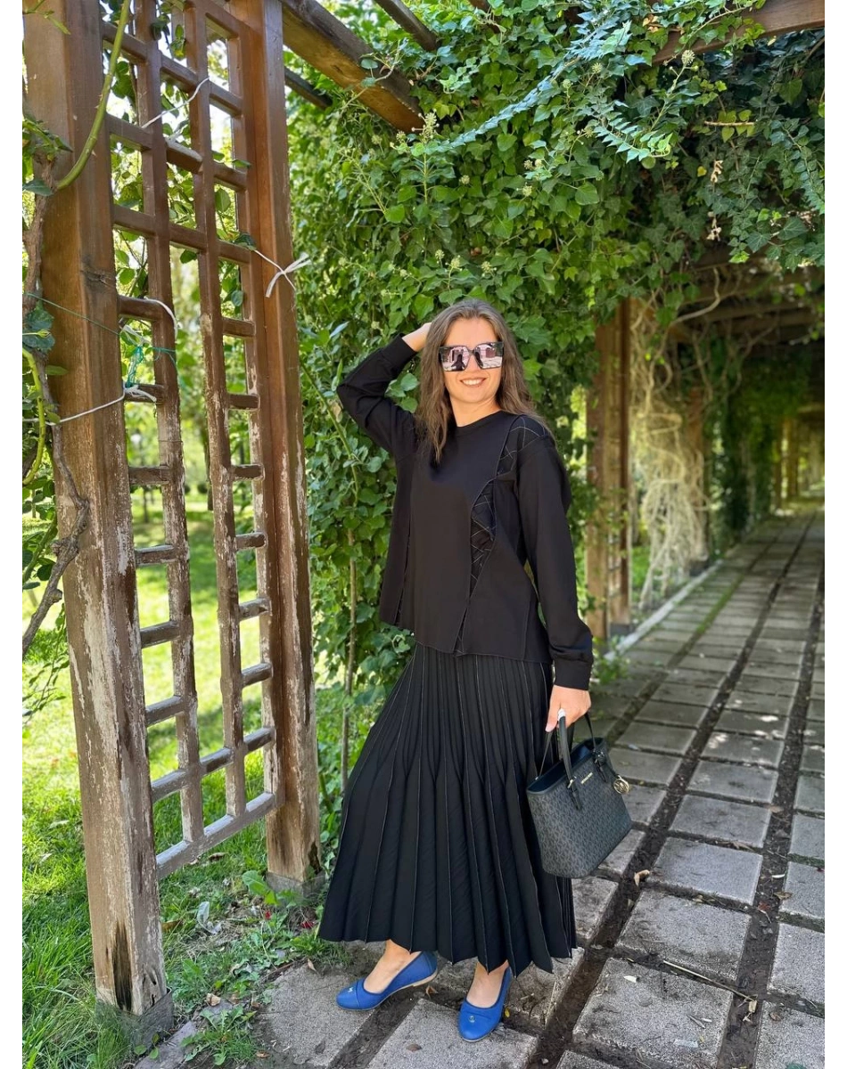 Misswhence 34900 Siyah Pilise Detaylı Etek