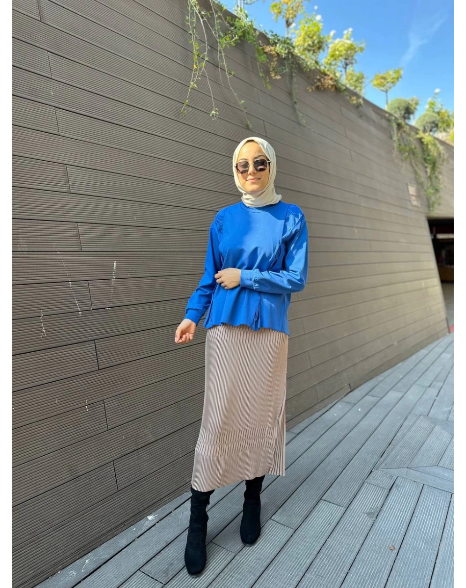 Misswhence 34903 Vizon Fermuar Detaylı Pilise Etek