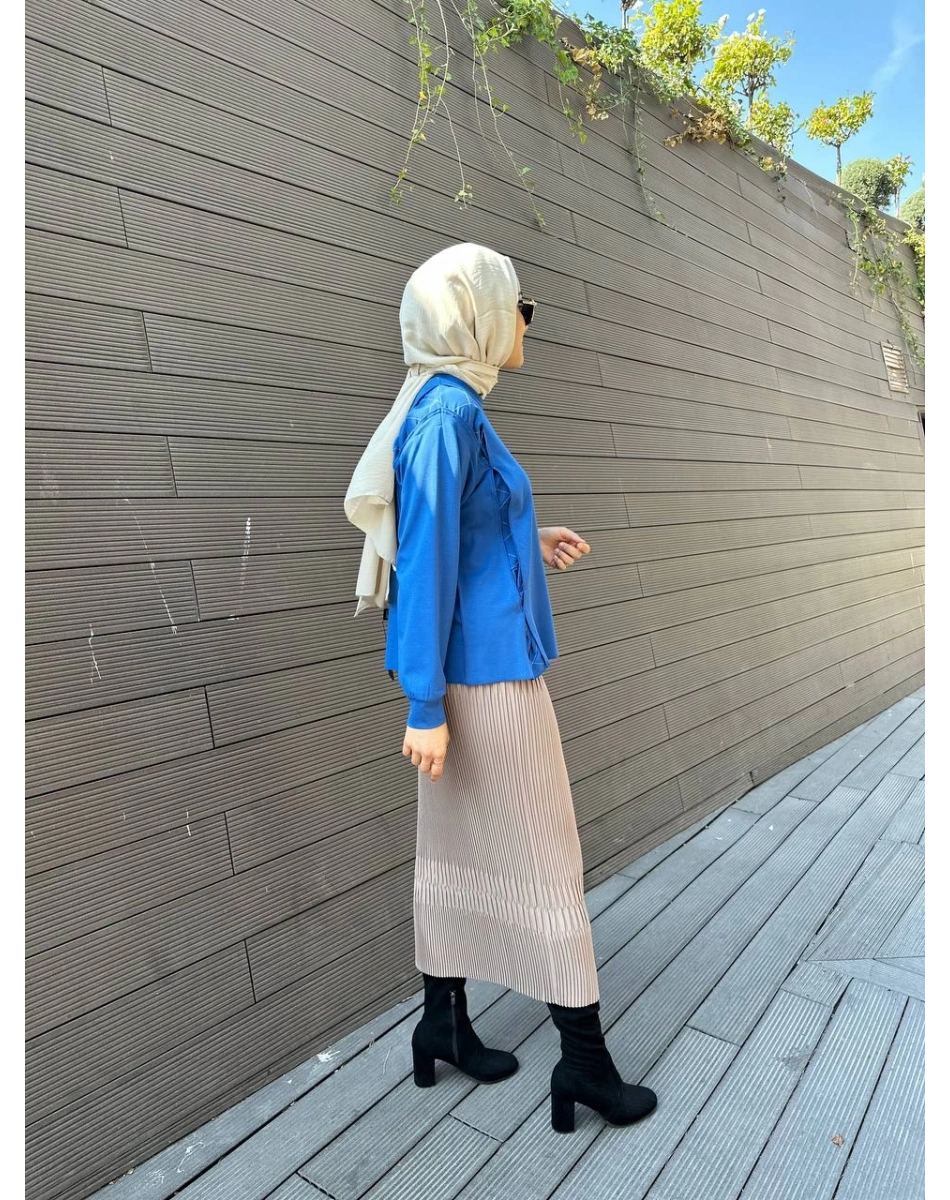 Misswhence 34903 Vizon Fermuar Detaylı Pilise Etek